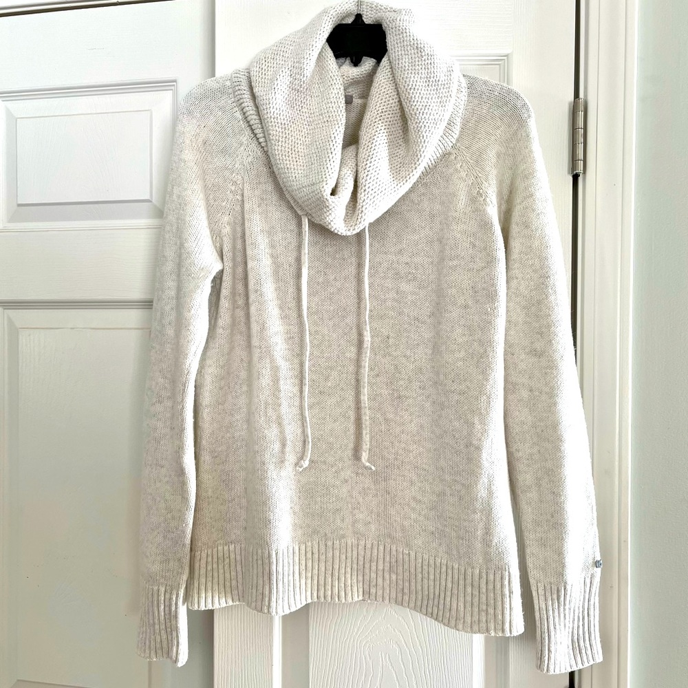 Columbia Cowl Neck Sweater With Drawstrings Oatmeal Color Size XL Fits Like L